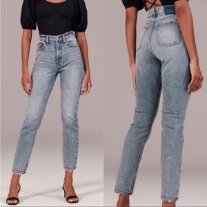 Abercrombie and Fitch The Mom High Rise Acid Wash Jeans